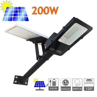 Solar lamp with 200W panel and lithium-ion battery