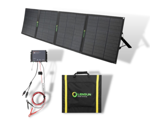 Kit solar con panel solar plegable de 200W y 12V MPPT